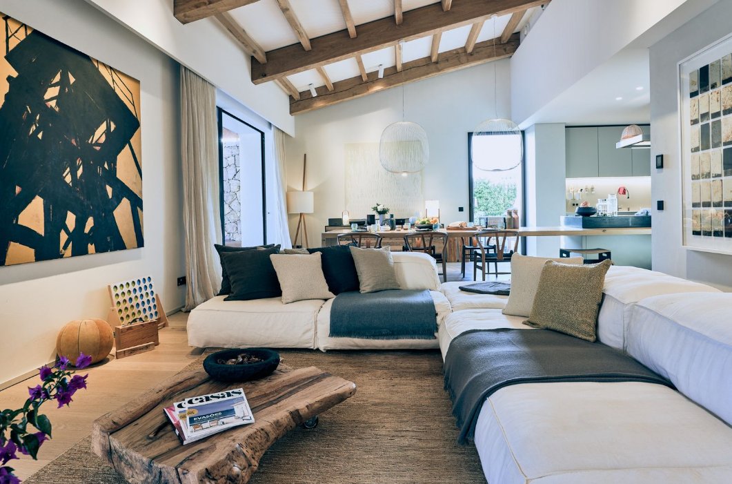 Living room, open to the dining room and kitchen